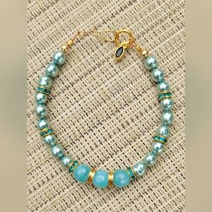 Caribbean Larimar & FW Pearls Bracelet, exquisite!